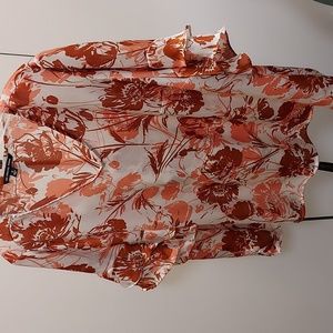 Orange floral top 1X